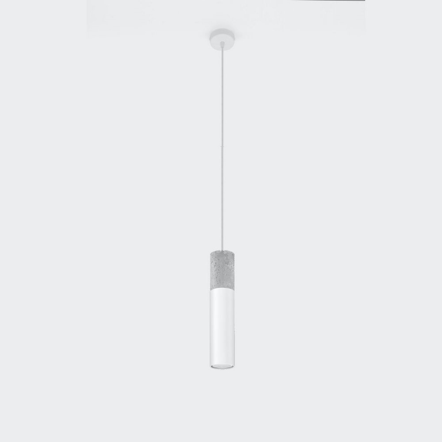 Κρεμαστό φωτιστικό οροφής μονόφωτο BORGIO 1xGU10/40W/230V τσιμέντο/μεταλλικό λευκό