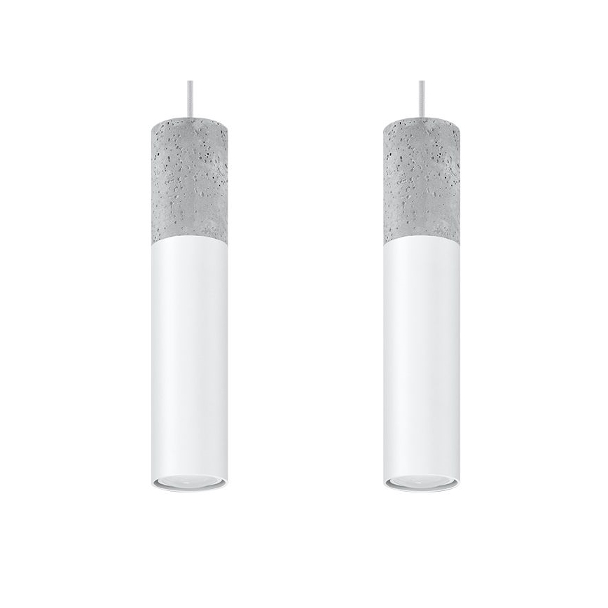 Κρεμαστό φωτιστικό οροφής ράγα BORGIO 2xGU10/40W/230V τσιμέντο/μεταλλικό λευκό