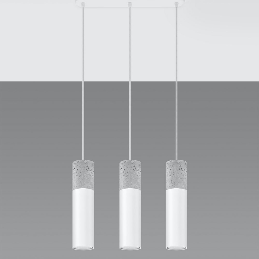 Κρεμαστό φωτιστικό οροφής ράγα BORGIO 3xGU10/40W/230V τσιμέντο/μέταλλο λευκό