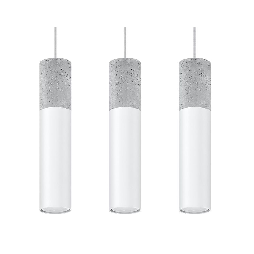 Κρεμαστό φωτιστικό οροφής ράγα BORGIO 3xGU10/40W/230V τσιμέντο/μέταλλο λευκό