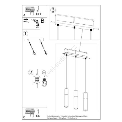 Κρεμαστό φωτιστικό οροφής ράγα BORGIO 3xGU10/40W/230V τσιμέντο/μέταλλο λευκό