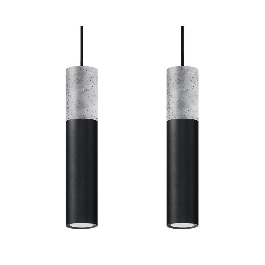 Κρεμαστό φωτιστικό οροφής ράγα BORGIO 2xGU10/40W/230V τσιμέντο/μέταλλο μαύρο