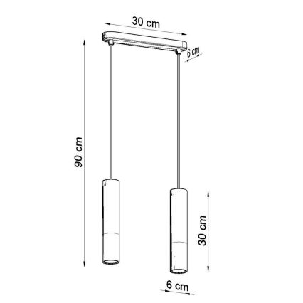 Κρεμαστό φωτιστικό οροφής ράγα BORGIO 2xGU10/40W/230V τσιμέντο/μέταλλο μαύρο