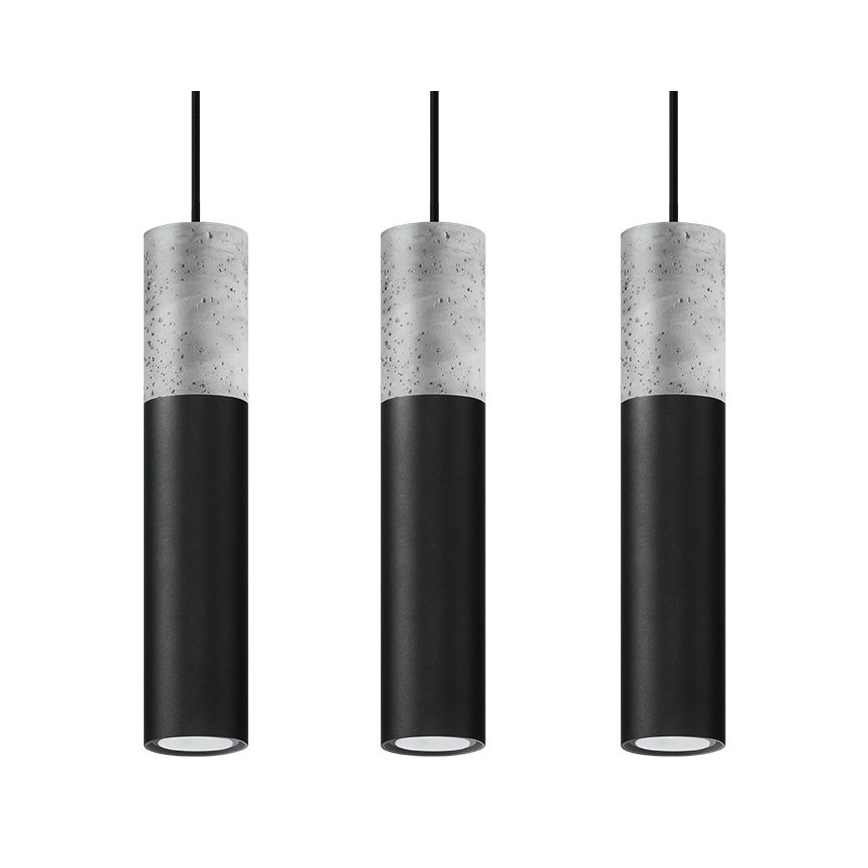 Κρεμαστό φωτιστικό οροφής ράγα BORGIO 3xGU10/40W/230V τσιμέντο/μέταλλο μαύρο