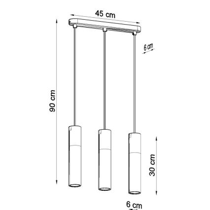 Κρεμαστό φωτιστικό οροφής ράγα BORGIO 3xGU10/40W/230V τσιμέντο/μέταλλο μαύρο