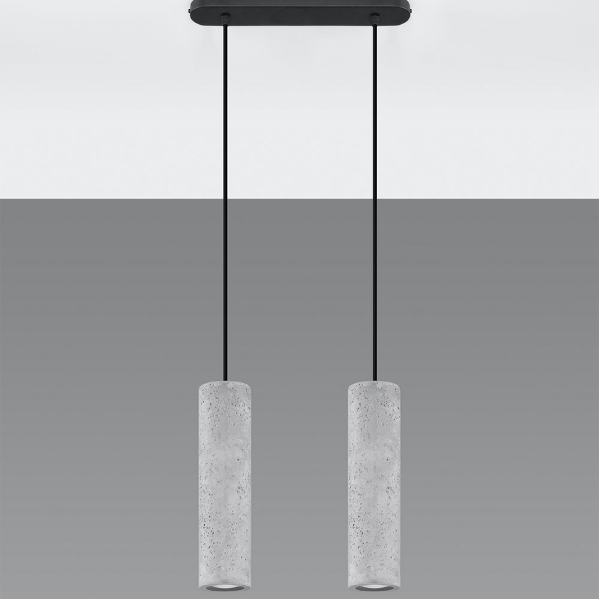 Κρεμαστό φωτιστικό οροφής ράγα LUVO 2xGU10/40W/230V τσιμέντο / μαύρο