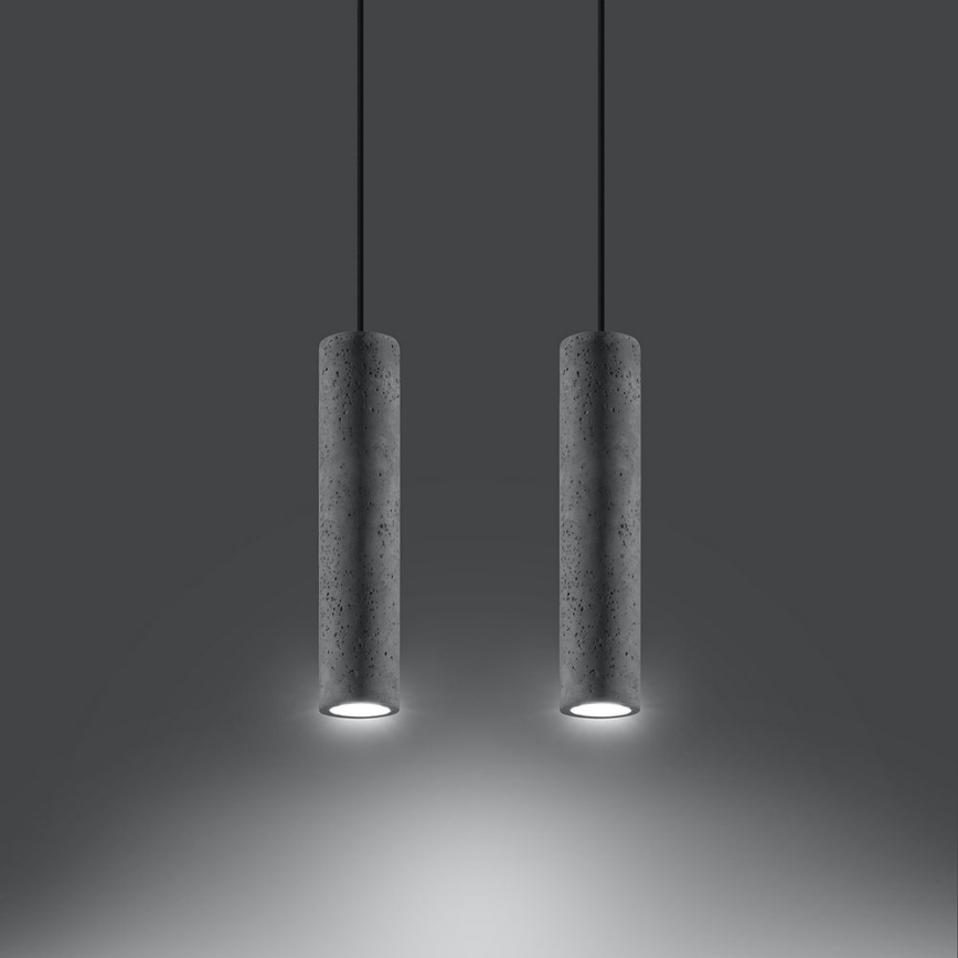Κρεμαστό φωτιστικό οροφής ράγα LUVO 2xGU10/40W/230V τσιμέντο / μαύρο