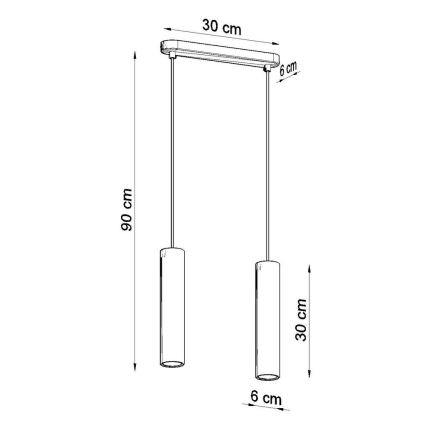 Κρεμαστό φωτιστικό οροφής ράγα LUVO 2xGU10/40W/230V τσιμέντο / μαύρο