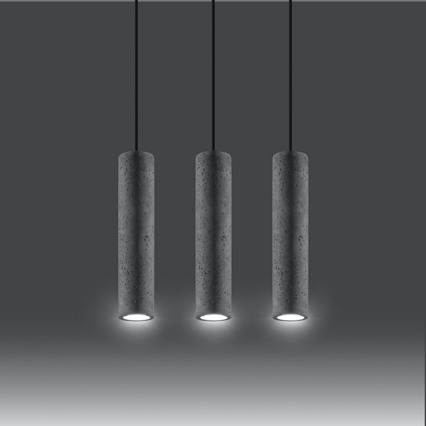 Κρεμαστό φωτιστικό οροφής ράγα LUVO 3xGU10/40W/230V τσιμέντο/μαύρο