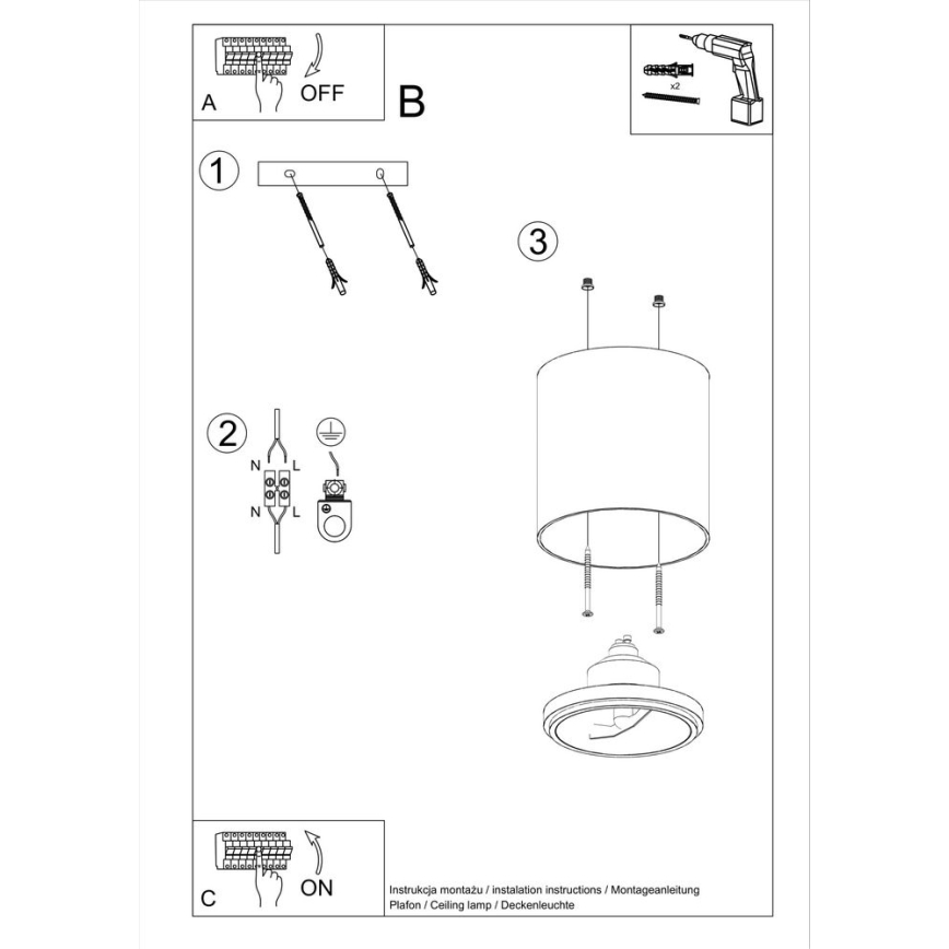 Φωτιστικό σποτ TIUBE 1xGU10-AR111/10W/230V