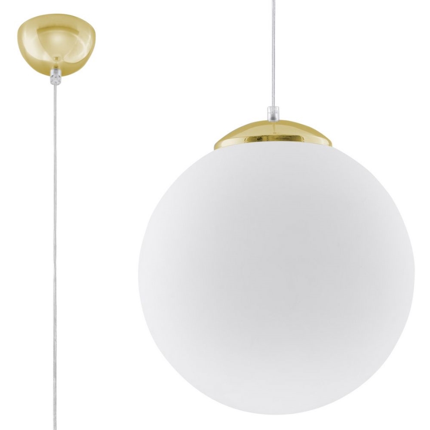 Κρεμαστό φωτιστικό σε καλώδιο TOYA 1xE27/60W/230V Ø 30 cm λευκό/χρυσό