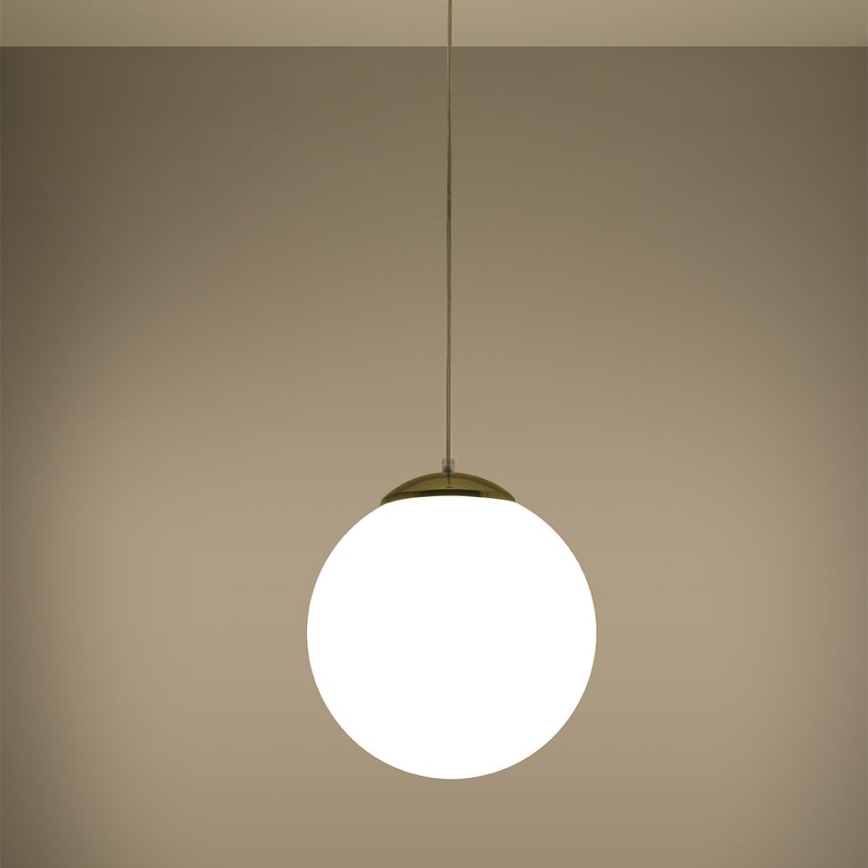 Κρεμαστό φωτιστικό σε καλώδιο TOYA 1xE27/60W/230V Ø 30 cm λευκό/χρυσό