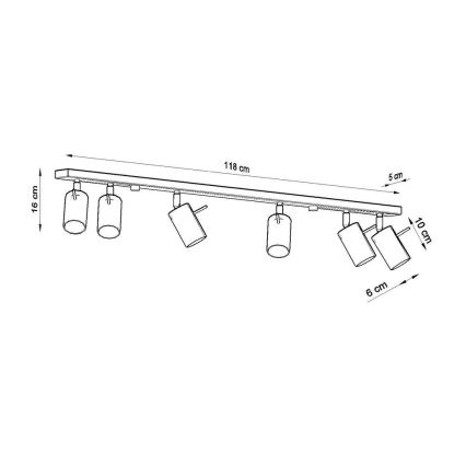 Φωτιστικό σποτ RING 6xGU10/10W/230V