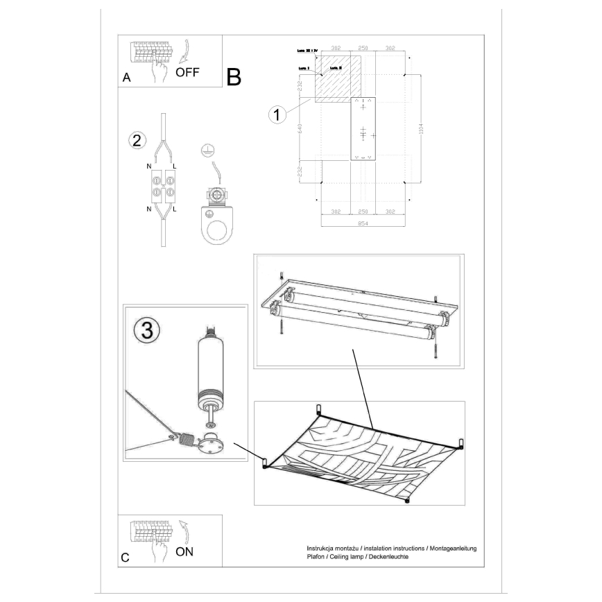Φωτιστικό οροφής LED LUNA 2xG13/8,5W/230V 80x105 cm λευκό