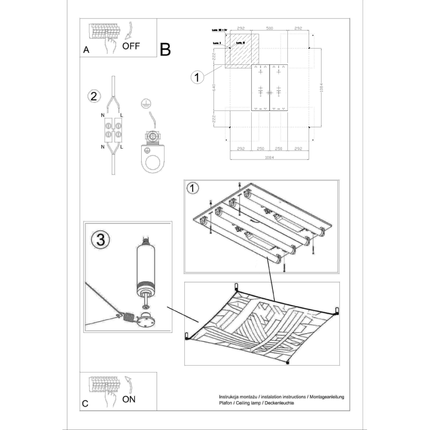 Φωτιστικό οροφής LED LUNA 4xG13/8,5W/230V 10,5x10,5 cm λευκό