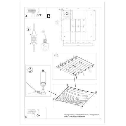 LED φωτιστικό οροφής LUNA 6xG13/8,5W/230V 140x140 cm λευκό