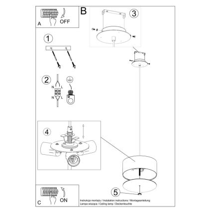 Κρεμαστό φωτιστικό οροφής  SKALA 3xE27/60W/230V διάμετρος 30 cm μαύρο