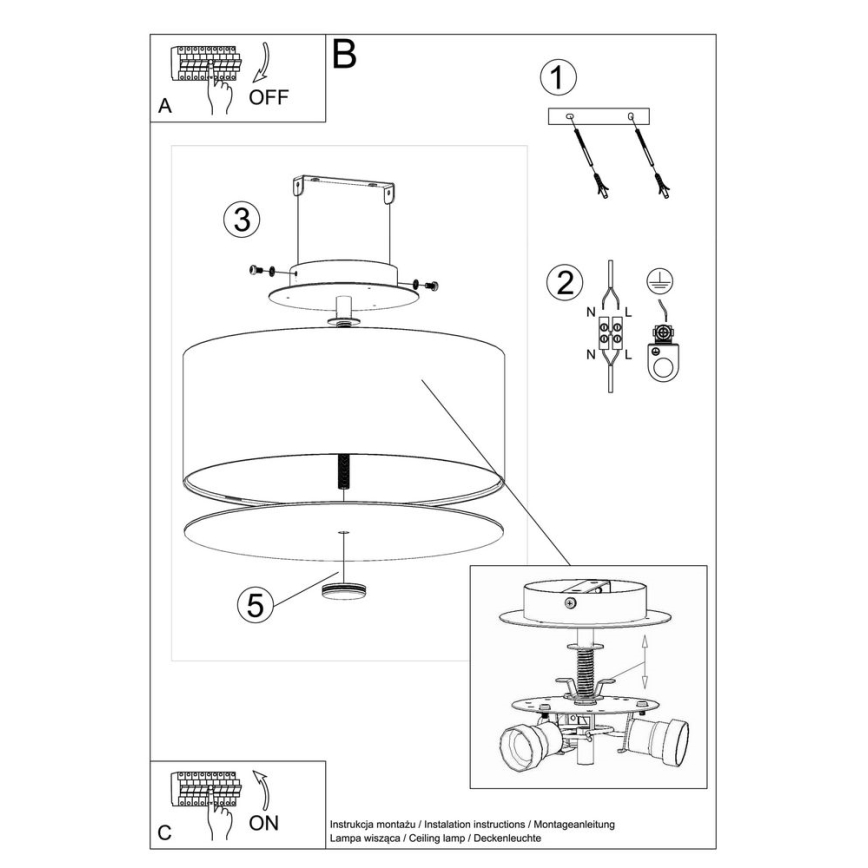 Φωτιστικό οροφής SKALA 3xE27/60W/230V διάμετρος 30 cm λευκό