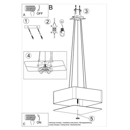 Πολύφωτο κρεμαστό LOKKO 5xE27/60W/230V 45 cm μαύρο