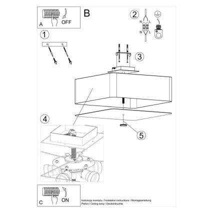 Φωτιστικό οροφής LOKKO 5xE27/60W/230V 45 cm μαύρο