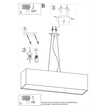 Πολύφωτο SANTA 5xE27/60W/230V 120 cm λευκό