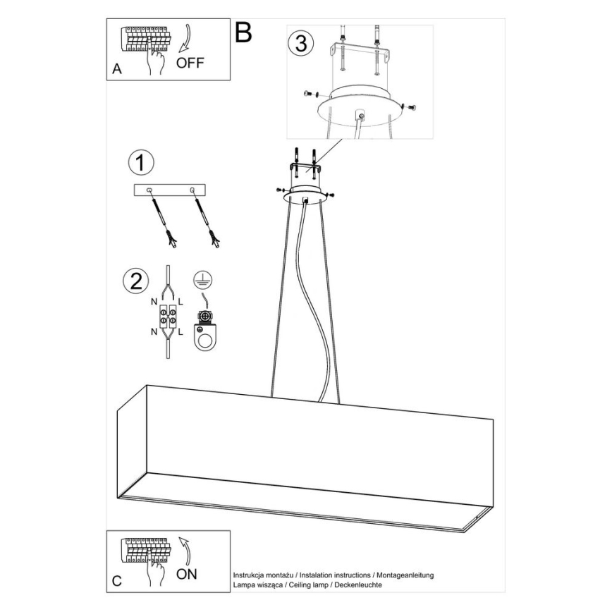 Πολύφωτο SANTA 5xE27/60W/230V 120 cm λευκό