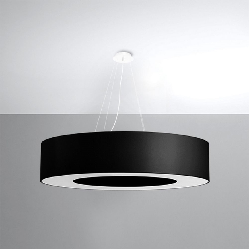 Πολύφωτο κρεμαστό SATURNO 8xE27/60W/230V δ. 90 cm μαύρο