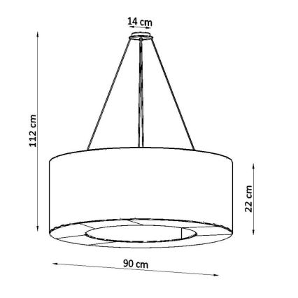 Πολύφωτο κρεμαστό SATURNO 8xE27/60W/230V δ. 90 cm μαύρο