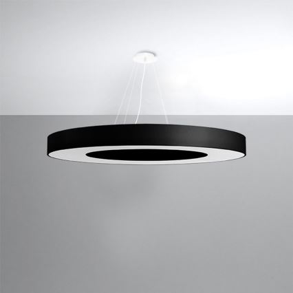 Πολύφωτο κρεμαστό SATURNO SLIM 8xE27/60W/230V δ. 90 cm μαύρο