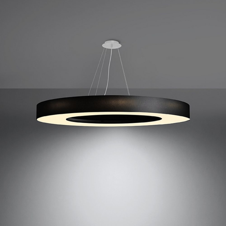 Πολύφωτο κρεμαστό SATURNO SLIM 8xE27/60W/230V δ. 90 cm μαύρο