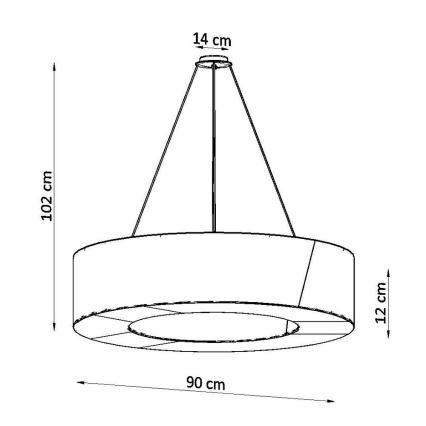 Πολύφωτο κρεμαστό SATURNO SLIM 8xE27/60W/230V δ. 90 cm μαύρο