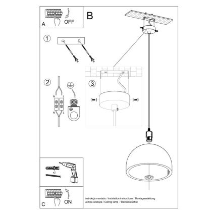 Κρεμαστό φωτιστικό οροφής καμπάνα PABLITO 1xE27/60W/230V τσιμέντο