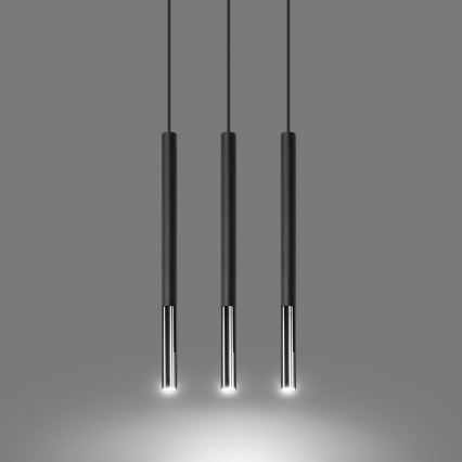 Κρεμαστό φωτιστικό οροφής MOSAIC 3xG9/12W/230V μαύρο/γυαλιστερό χρώμιο