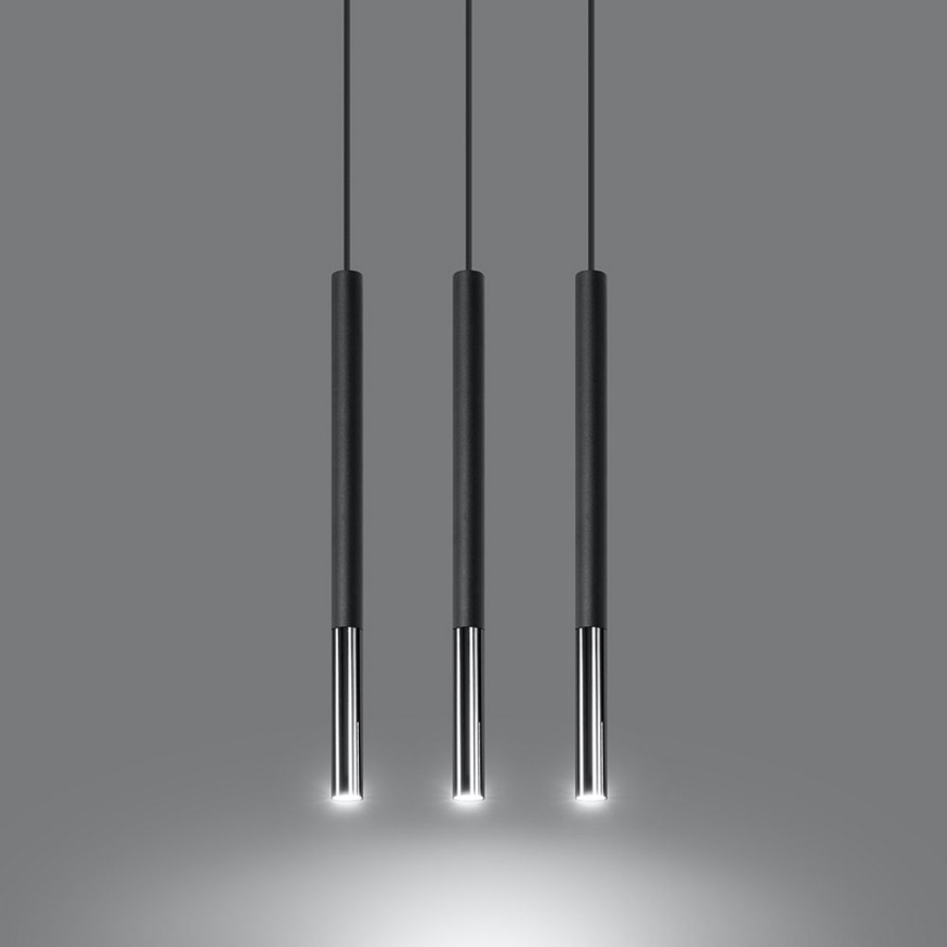 Κρεμαστό φωτιστικό οροφής MOSAIC 3xG9/12W/230V μαύρο/γυαλιστερό χρώμιο