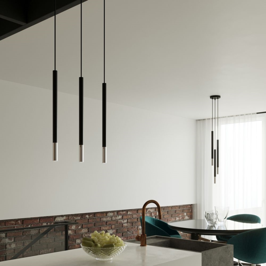 Κρεμαστό φωτιστικό οροφής MOSAIC 3xG9/12W/230V μαύρο/γυαλιστερό χρώμιο