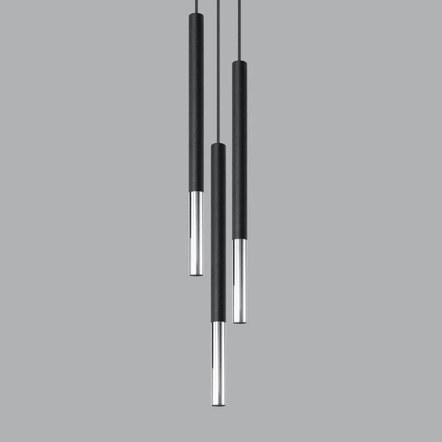 Κρεμαστό φωτιστικό οροφής MOSAIC 3xG9/12W/230V μαύρο/γυαλιστερό χρώμιο