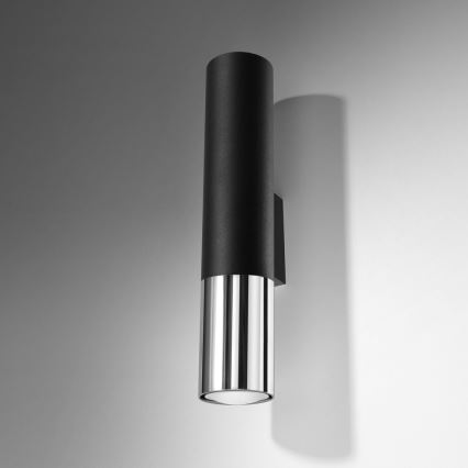 Φωτιστικό τοίχου LOOPEZ 2xGU10/10W/230V μαύρο/γυαλιστερό χρώμιο