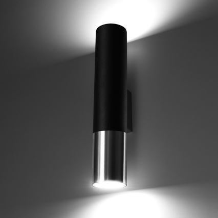 Φωτιστικό τοίχου LOOPEZ 2xGU10/10W/230V μαύρο/γυαλιστερό χρώμιο