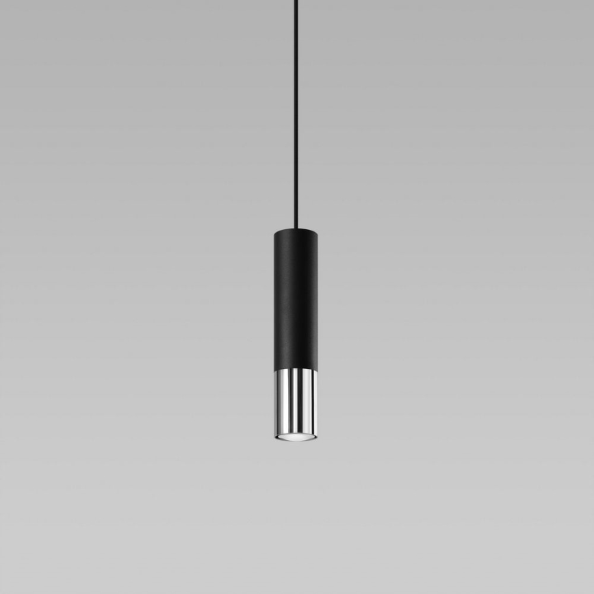 Κρεμαστό φωτιστικό οροφής LOOPEZ 1xGU10/10W/230V μαύρο/γυαλιστερό χρώμιο