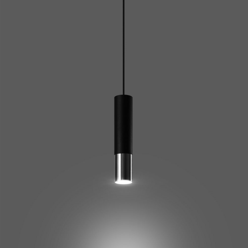 Κρεμαστό φωτιστικό οροφής LOOPEZ 1xGU10/10W/230V μαύρο/γυαλιστερό χρώμιο