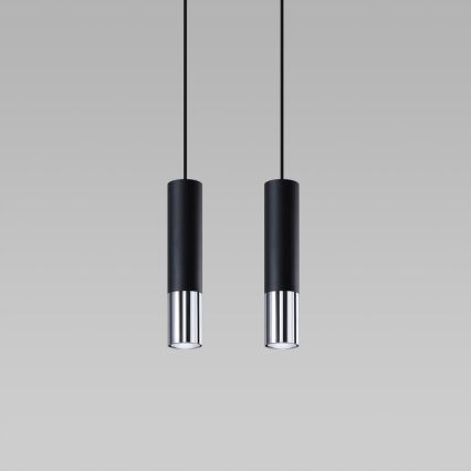 Κρεμαστό φωτιστικό οροφής LOOPEZ 2xGU10/10W/230V μαύρο/γυαλιστερό χρώμιο
