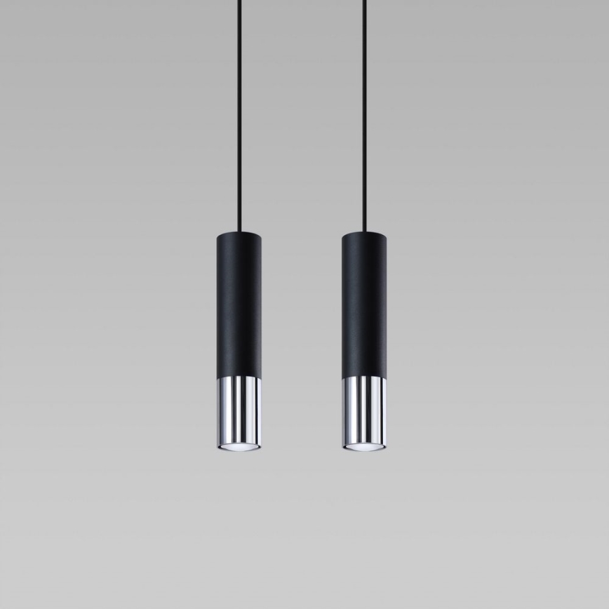 Κρεμαστό φωτιστικό οροφής LOOPEZ 2xGU10/10W/230V μαύρο/γυαλιστερό χρώμιο