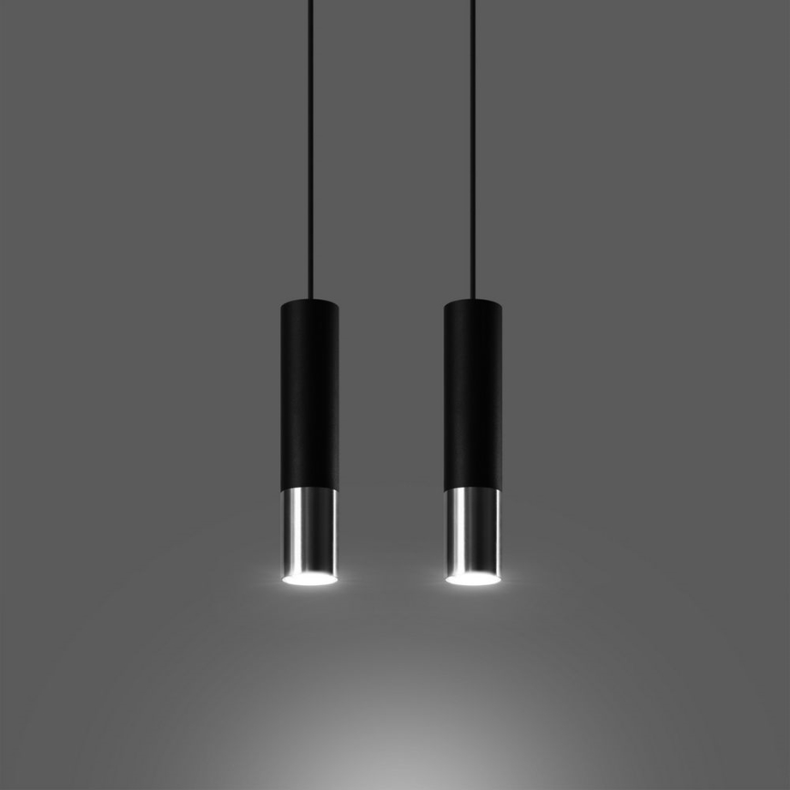 Κρεμαστό φωτιστικό οροφής LOOPEZ 2xGU10/10W/230V μαύρο/γυαλιστερό χρώμιο