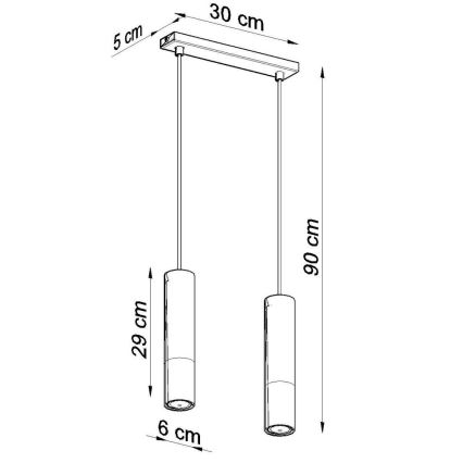 Κρεμαστό φωτιστικό οροφής LOOPEZ 2xGU10/10W/230V μαύρο/γυαλιστερό χρώμιο