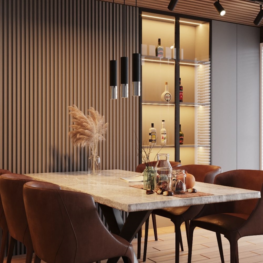 Κρεμαστό φωτιστικό οροφής LOOPEZ 3xGU10/10W/230V μαύρο/γυαλιστερό χρώμιο