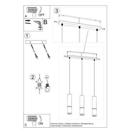 Κρεμαστό φωτιστικό οροφής LOOPEZ 3xGU10/10W/230V μαύρο/χρώμιο