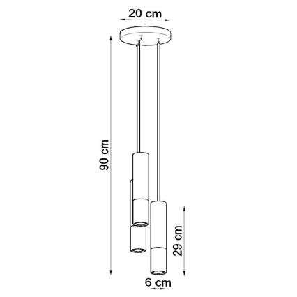 Κρεμαστό φωτιστικό οροφής LOOPEZ 3xGU10/10W/230V στρογγυλό μαύρο/γυαλιστερό χρώμιο