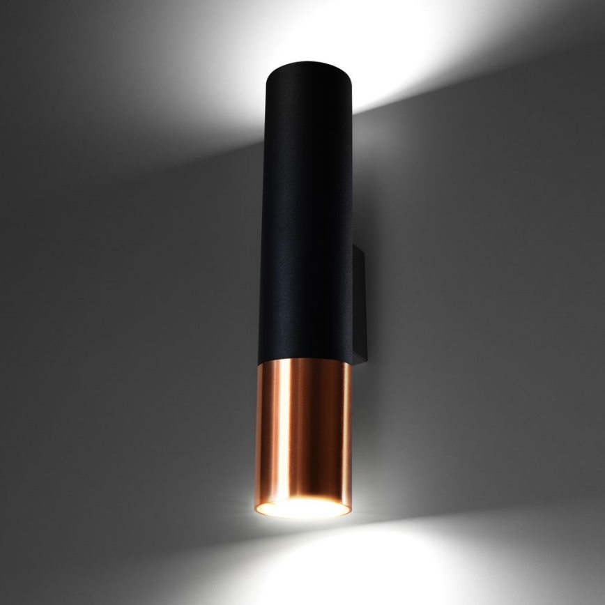 Φωτιστικό τοίχου LOOPEZ 2xGU10/10W/230V μαύρο/χαλκός