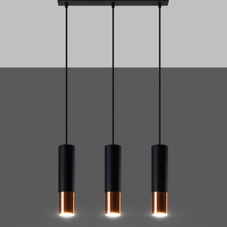 Κρεμαστό φωτιστικό οροφής LOOPEZ 3xGU10/10W/230V μαύρο/χάλκινο