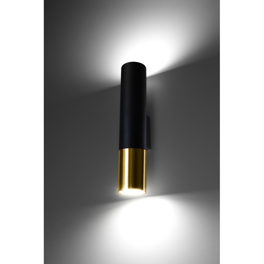 Φωτιστικό τοίχου LOOPEZ 2xGU10/10W/230V μαύρο/χρυσαφί